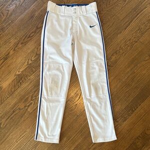 Nike White Baseball Pants with Royal blue Side Stripe